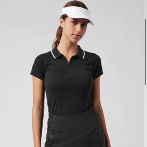 Athleta Momentum Polo Tee in Black